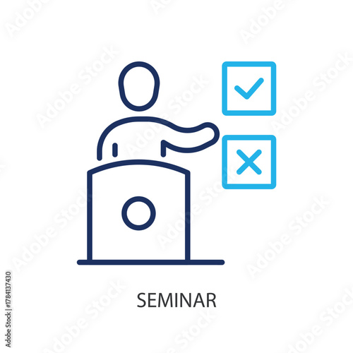 Seminar thin line icons. Original vector illustration.