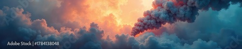 A dramatic close-up of swirling smoke and industrial emissions, symbolizing the impact of greenhouse gases on the atmosphere and climate change , ecology, climate change