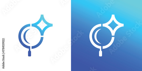 Search Star Logo . A dual-meaning design combining a magnifying glass and star, symbolizing discovery, excellence, and aspiration.