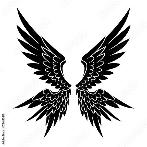 Vector of angel wings tattoo silhouette design
