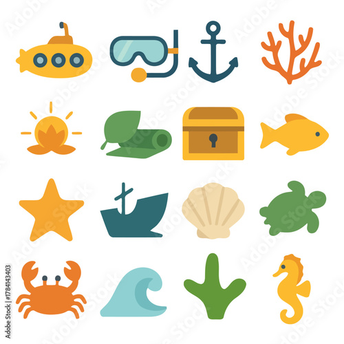 Marine Life Illustrated: A vibrant illustration showcasing diverse underwater elements, capturing the beauty and mystery of the ocean's depths.