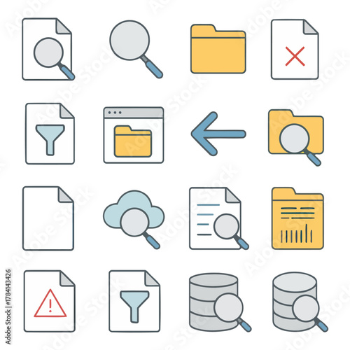 Iconic Digital Information Toolkit: A comprehensive collection of digital icons representing a range of concepts and actions. perfect for illustrating digital concepts and interface