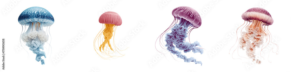 Fototapeta premium Jellyfish Collection: Marine Life Watercolor Illustrations