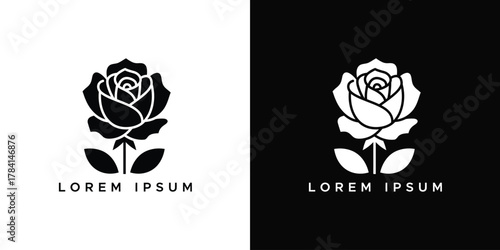 Elegant Rose Bloom Minimalist Vector Design for Natural Beauty and Serenity