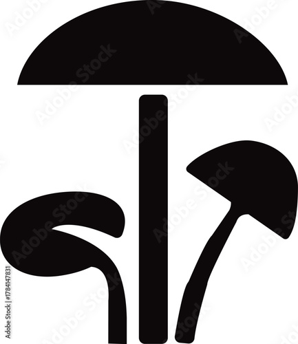 Abstract Mushroom Shapes Silhouette Icon fungi nature , mushroom, fungi, nature, food, organic