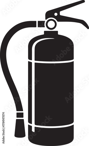 Silhouette of a fire extinguisher isolated on white background for safety