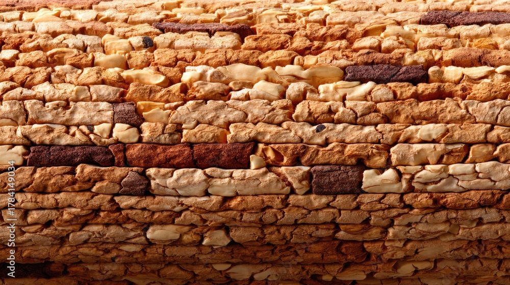 Fototapeta premium Close Up Texture Photo of a Natural Cork Surface With Warm Earthy Tones and Detailed Grain Patterns