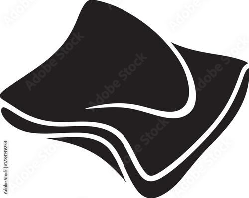 Black and white vector illustration of a draped cloth isolated on white background