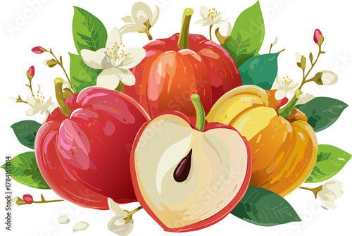 Promoting Ethical Consumption: Apple Illustration Advocating for Supporting Local Farmers Who Cultivate Traditional Fruit Varieties and Practice Sustainable Land Stewardship.