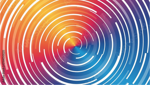 Vibrant abstract background with a futuristic spiral of colorful broken circular lines