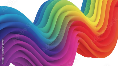 Vibrant Rainbow Wave Flowing Abstract Background with Bright Colors