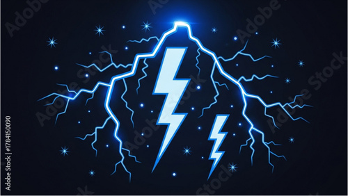 Striking Blue Lightning Graphic Symbolizing Raw Power and Dynamic Electrical Energy