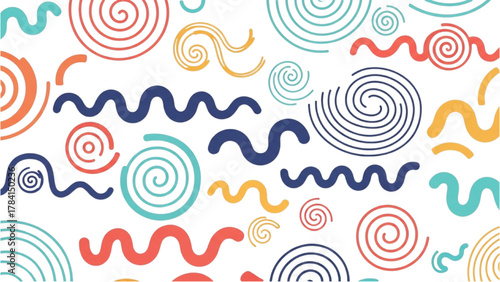 Abstract Swirls and Waves Pattern in Vibrant Colors