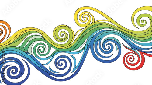 Colorful swirling abstract lines forming a vibrant artistic wave design, expressing fluid motion and creative energy