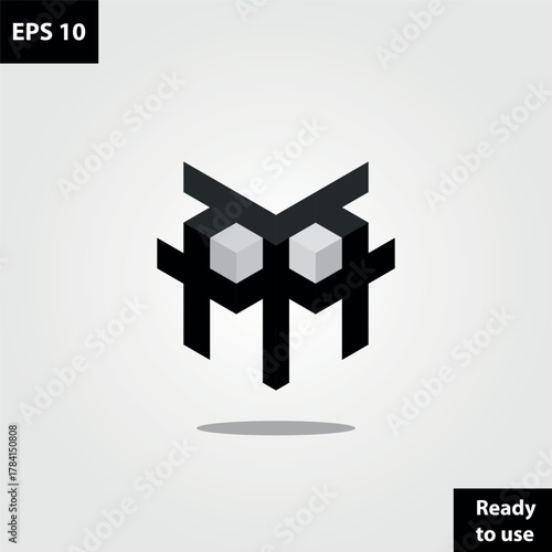 Geometric Isometric Mosquito Face Logo Vector