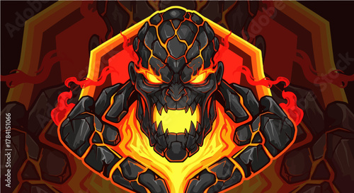 Molten Lava Man Titan E-Sports Mascot Logo