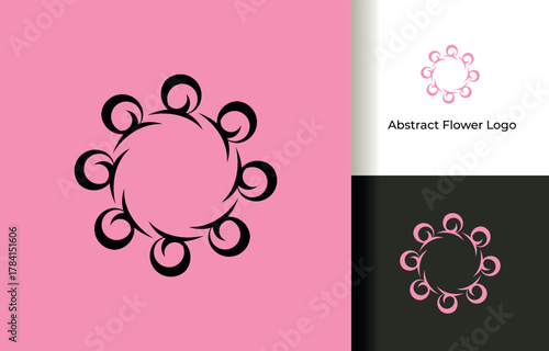 Stylish Abstract Flower Logo Branding Concept Vector