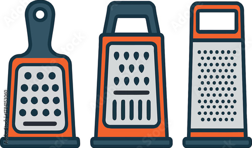 Colorful Grater Set A Kitchen Essential For Modern Cooking and Food Preparation Graphic Resource