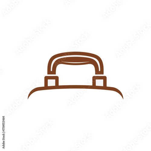 A simple brown line art icon depicting the handle of a suitcase or briefcase, isolated on a white background.