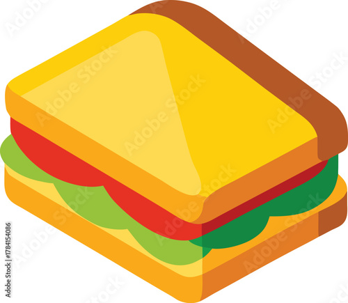Simple toasted sandwich icon with food and breakfast elements