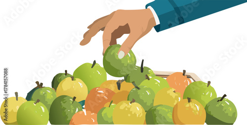 Vector of a Hand Picking Syzygium Samarangense: A Subtle Message About Making Informed Decisions and Exercising Agency Over One's Own Nutritional and Physical Health.