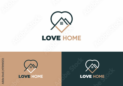 love icon, home illustration, tick symbol logo vector