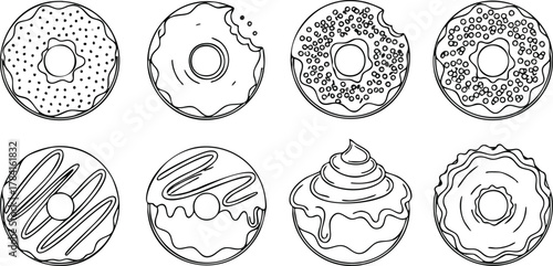 Collection of Delicious Donut Outlines