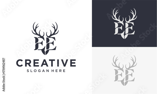 vector logo of the initial E and deer antlers
