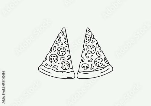 Whimsical Pizza Slices An Illustration of Pepperoni and Mushroom Toppings