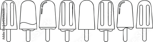 Line Art Popsicles Minimalist Summer Treats Design for Creative Projects