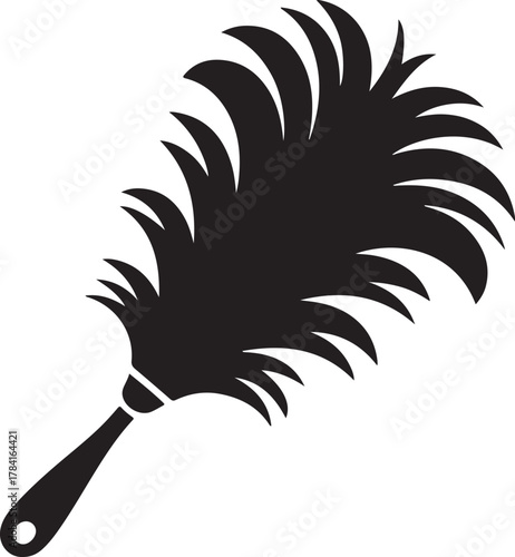 Black silhouette of a feather duster isolated on white background