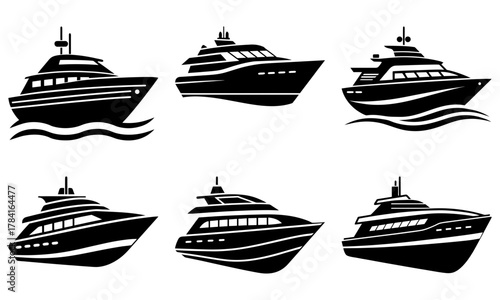 Elegant yacht collection for luxury lifestyle branding and travel designs, perfect for upscale marketing, showcasing nautical adventures and sophisticated voyages