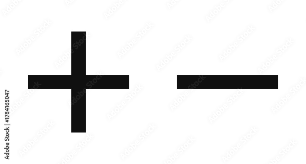 Fototapeta premium A plus and minus black cross on a white background