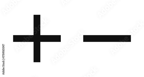 A plus and minus black cross on a white background