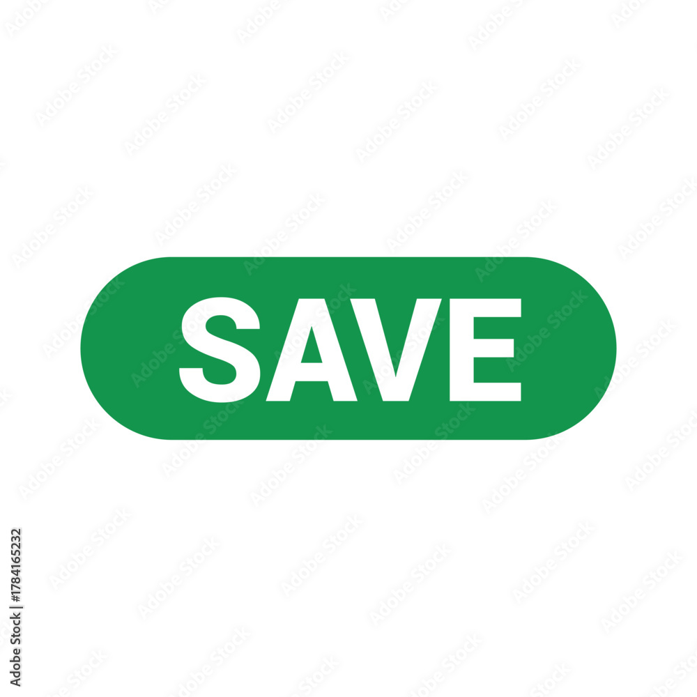 Fototapeta premium A green rectangle save with white text