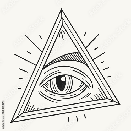 All seeing eye in triangle illustration, art
