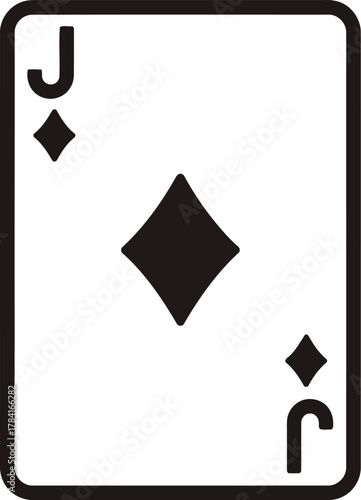 Jack of diamonds playing card symbol isolated minimalist graphic design element for games and gambling vector
