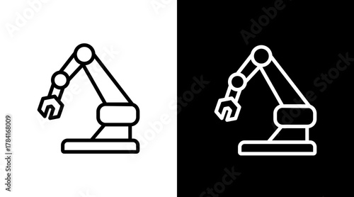 Automated Robotic Arm  White Icon Set Design