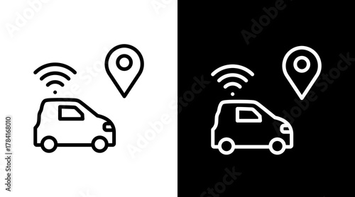 Autonomous Car  White Icon Set Design