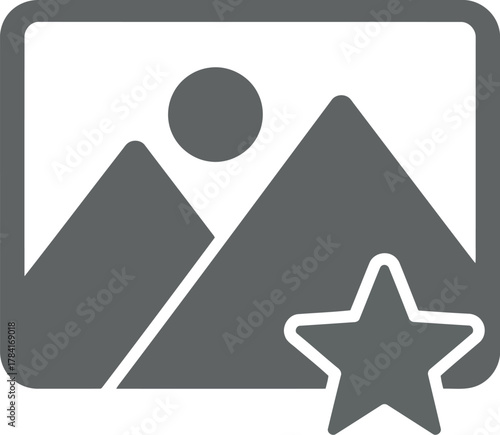 Stylized mountain landscape with star icon for best choice and achievement symbol vector