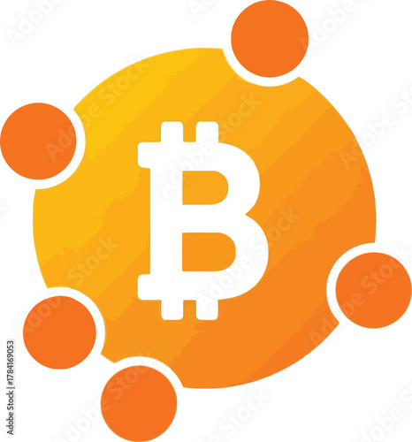 Digital currency bitcoin symbol connected network circles cryptocurrency finance technology concept abstract vector