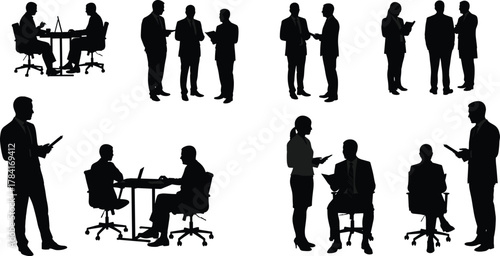 Business teamwork silhouettes, corporate meeting, professional collaboration, office communication, leadership discussion, workplace strategy, networking, presentation