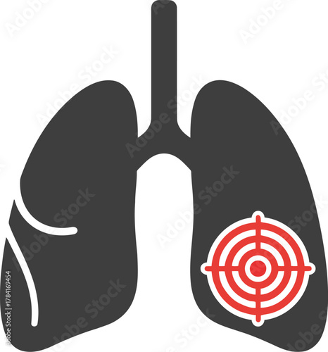 Targeted lung cancer treatment icon symbol medical healthcare diagnosis therapy research illustration vector