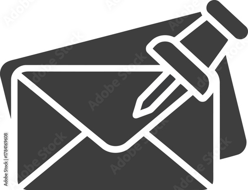 Hand drawn envelope pinned to notice board for urgent mail delivery communication announcement vector