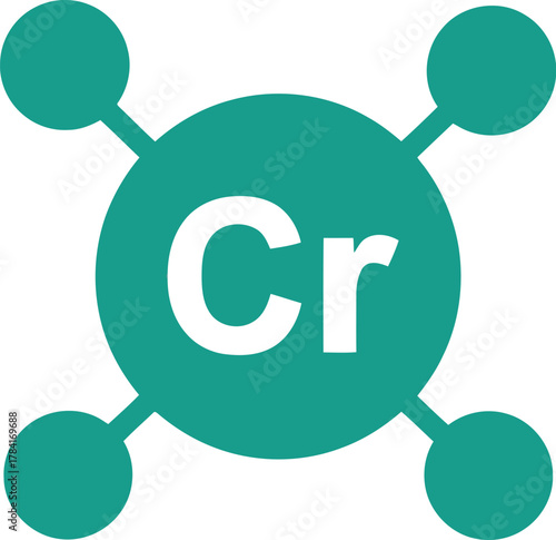 Chromium element icon chemical symbol molecule structure atom science healthcare medical icon vector
