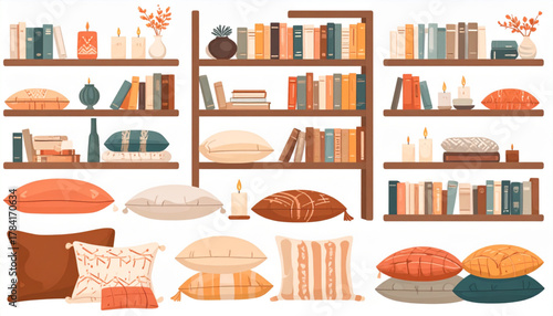 Warm Beige & Terracotta Flat Icons of Cozy Home Accessories