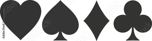 Four classic playing card suits symbols isolated vector graphic poker casino game icons vector