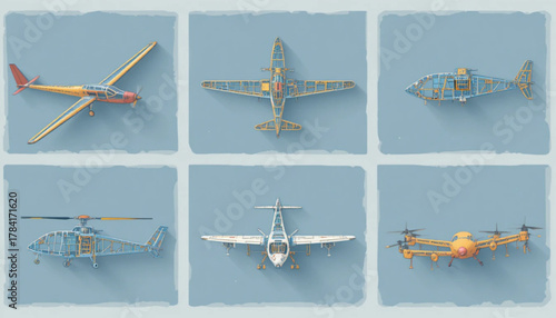 set of vintage airplanes