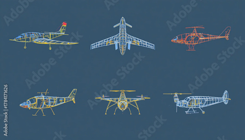 set of vintage airplanes