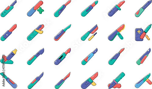 Hospital, Clinic, Doctor, DNA, Pharmacy, Ambulance, Microscope, Medicine, Stethoscope, Syringe, First Aid, Blood Donation, Heartbeat, Laboratory, and Health Equipment Flat Design for Apps, Websites, a